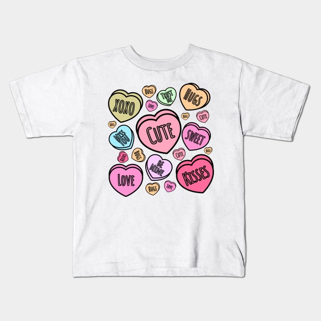 Conversation Candy Hearts, Candy Heart, Valentine Heart, Conversation For Your Valentine, Valentine's Day Kids T-Shirt by NooHringShop